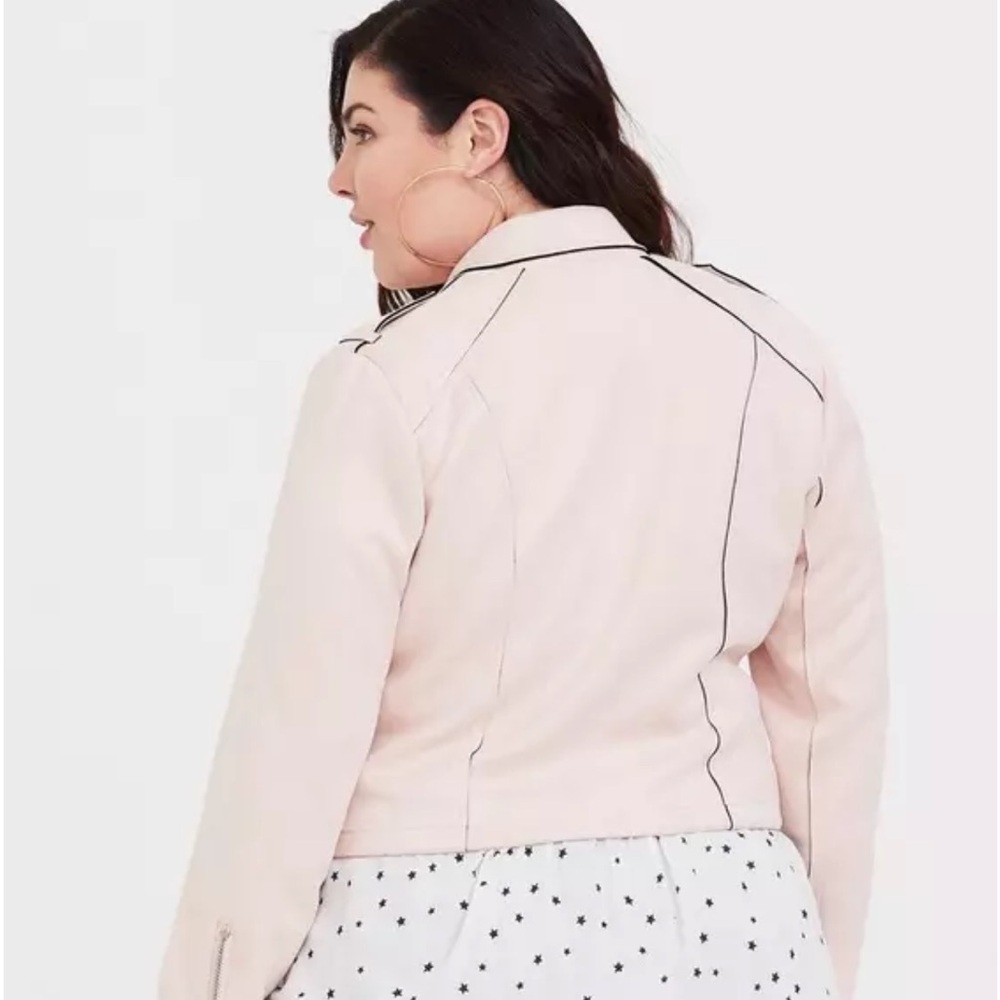 Torrid Womens Faux Suede Moto Jacket sz 3 Blush Pink Outdoor Casual Zip Up Biker - Picture 4 of 16